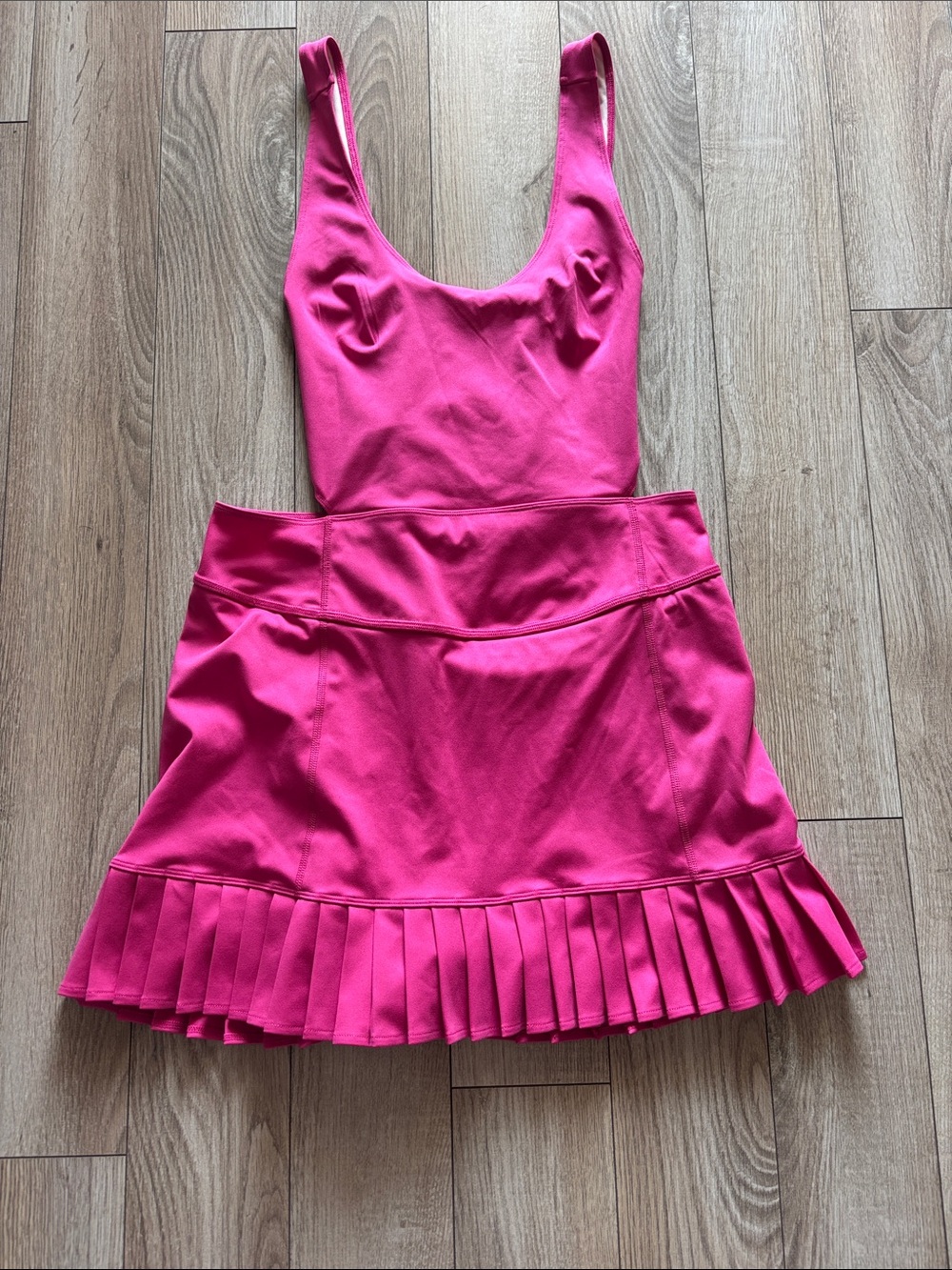 FP Movement by Free People Bright Pink Pleated-Hem Mini Dress